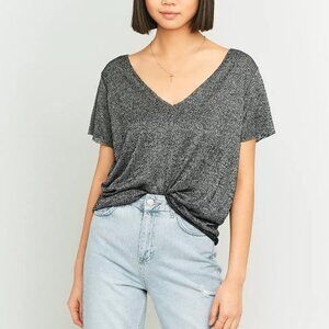 Project Social T Textured Knit V-Neck - Space Knit Heather Gray - Size Medium